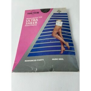 Vintage Farm Fresh Ultra Sheer Pantyhose Reinforced Toe Tall Brown 105 Unused